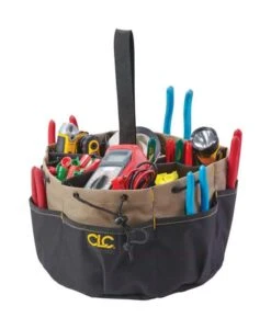 CLC 7 In. H Polyester Bucket Organizer 18 Pocket Black/Tan 1 Pc