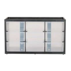 Stanley 14.25 In. W X 8.25 In. H X 6 In. D Storage Organizer Polypropylene 9 Compartments Black/Clea