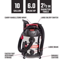 Craftsman 10 Gal Corded Wet/Dry Vacuum 120 V 6 HP 14 Craftsman 10 Gal Corded Wet/Dry Vacuum 120 V 6 HP -Stanleys Shop 424e9737 eacb 4b68 9331 d1d0eb62c03c