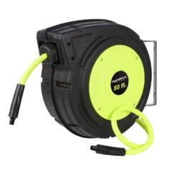 Flexzilla 50 Ft. L X 3/8 In. D Hybrid Polymer Retractable Air Hose Reel 150 Psi Zilla Green