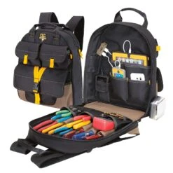 CLC E-Charge 6 In. W X 19.5 In. H Polyester Backpack Tool Bag 23 Pocket Black/Tan 1 Pc -Stanleys Shop 71479814 ea78 414c ac38 f6cb027900fd