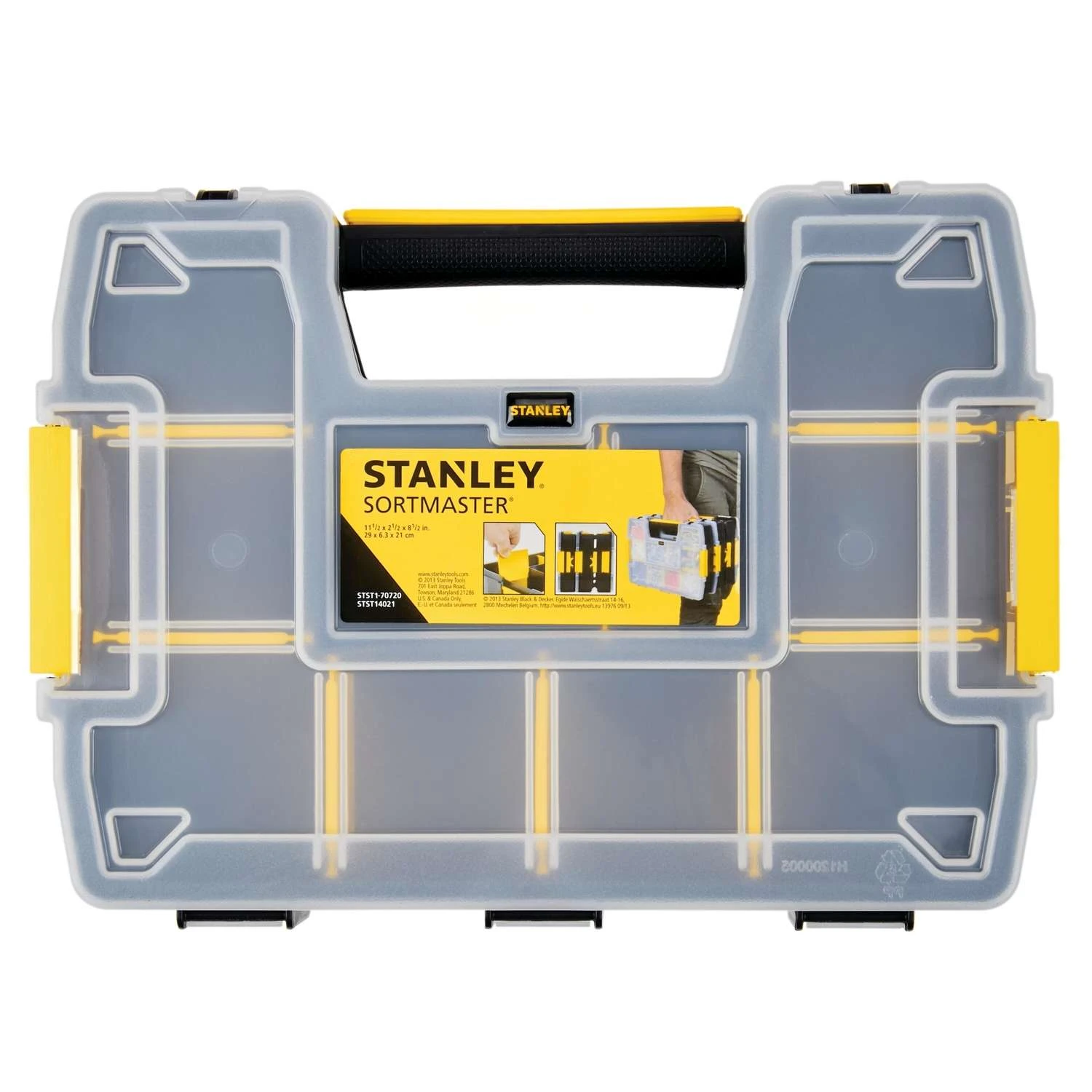 Stanley SortMaster 8.5 In. W X 2.9 In. H Storage Organizer Plastic 8 Compartments Black/Yellow 3 Stanley SortMaster 8.5 In. W X 2.9 In. H Storage Organizer Plastic 8 Compartments Black/Yellow