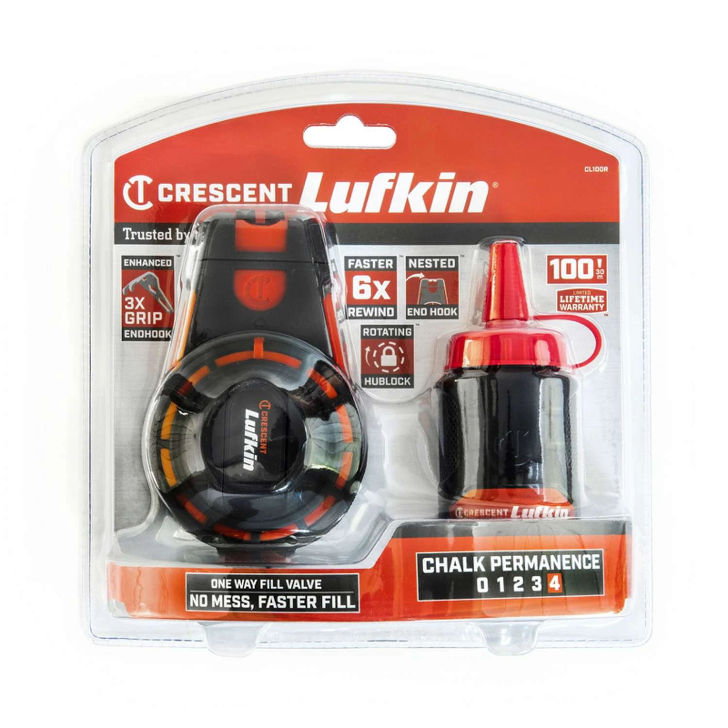 Crescent Lufkin 3 Oz Red Contractor Chalk Line Reel 100 Ft. Braided 5 Crescent Lufkin 3 Oz Red Contractor Chalk Line Reel 100 Ft. Braided - Image 3