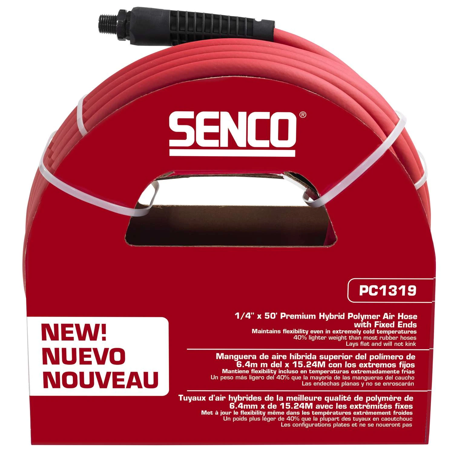 Senco 50 Ft. L X 1/4 In. D Rubber Hybrid Air Hose 300 Psi Red 4 Senco 50 Ft. L X 1/4 In. D Rubber Hybrid Air Hose 300 Psi Red - Image 2