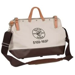 Klein Tools 16 In. W X 14 In. H Canvas/Leather Deluxe Tool Bag 13 Pocket Beige 1 Pc