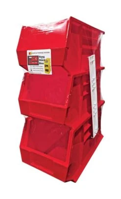 Quantum Storage 8-1/4 In. W X 13-3/4 In. H Stack And Hang Bin Polypropylene 3 Pk Red