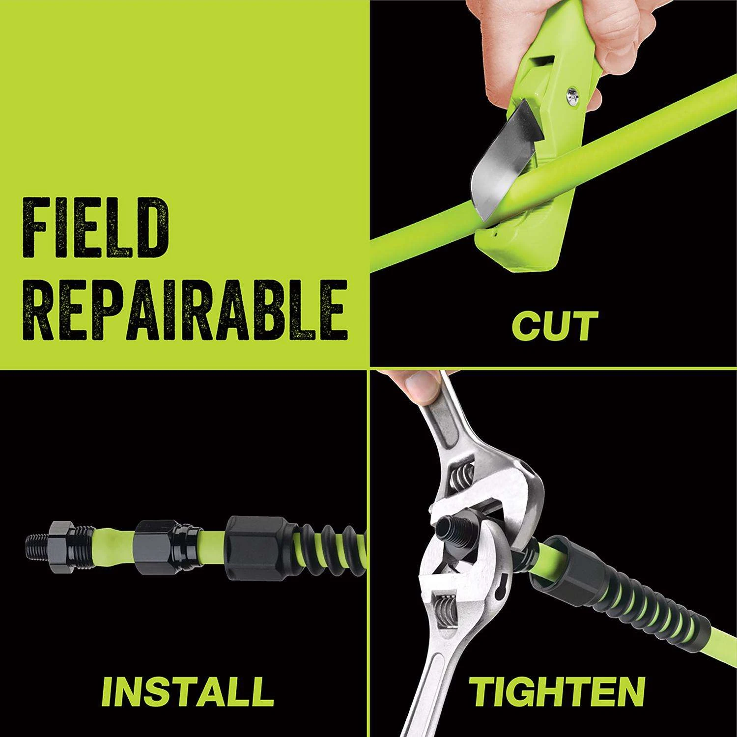 Flexzilla Pro 50 Ft. L X 3/8 In. D Hybrid Polymer Air Hose 300 Psi Zilla Green 6 Flexzilla Pro 50 Ft. L X 3/8 In. D Hybrid Polymer Air Hose 300 Psi Zilla Green - Image 4