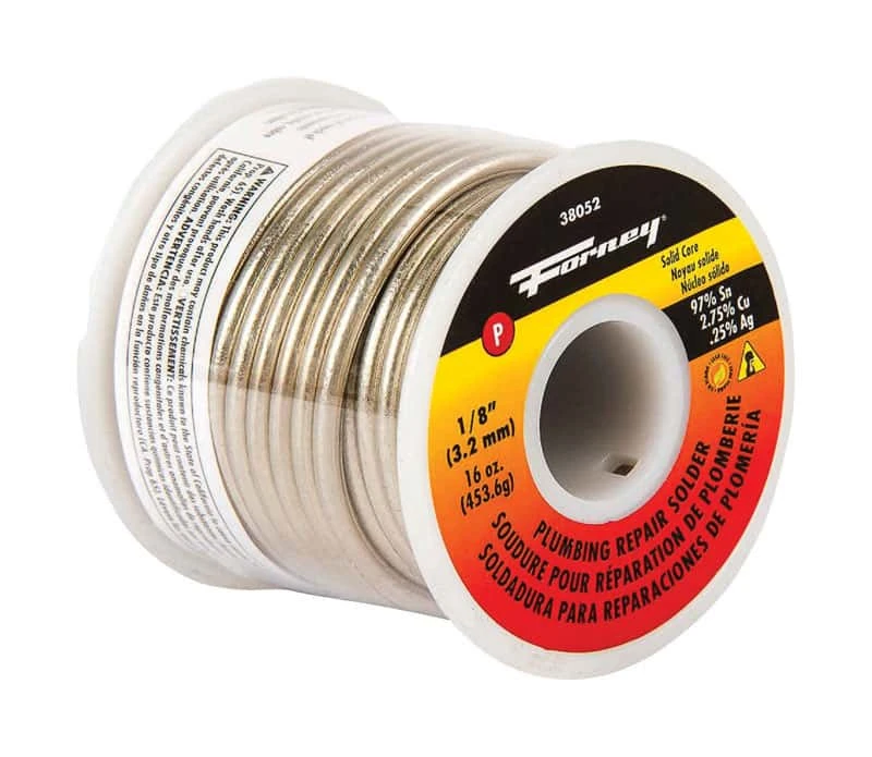 Forney 16 Oz Lead-Free Plumbing Wire Solder 1/8 In. D Tin/Copper/Silver 95/5 1 Pc 3 Forney 16 Oz Lead-Free Plumbing Wire Solder 1/8 In. D Tin/Copper/Silver 95/5 1 Pc