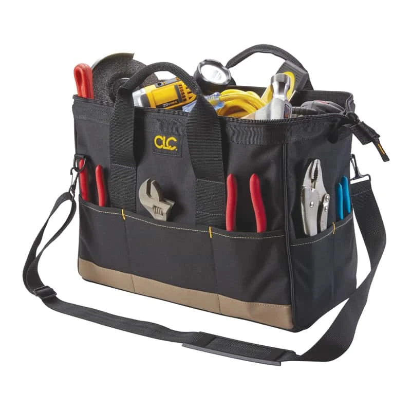 CLC 8.5 In. W X 10 In. H Polyester Tool Bag 22 Pocket Black/Tan 1 Pc 3 CLC 8.5 In. W X 10 In. H Polyester Tool Bag 22 Pocket Black/Tan 1 Pc