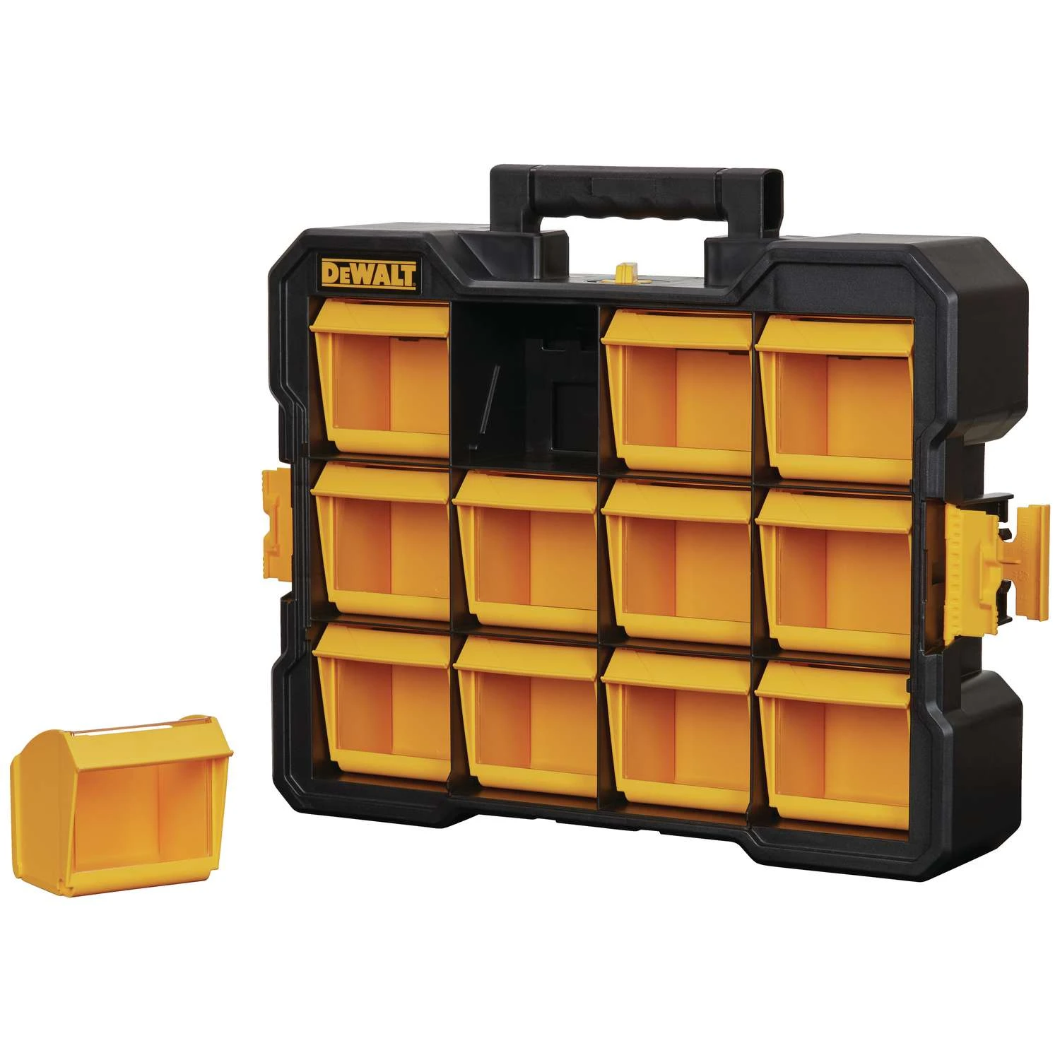 DeWalt 4.2 In. W X 13.5 In. H Flip Bin Storage Organizer Plastic 12 Compartments Yellow 5 DeWalt 4.2 In. W X 13.5 In. H Flip Bin Storage Organizer Plastic 12 Compartments Yellow - Image 3
