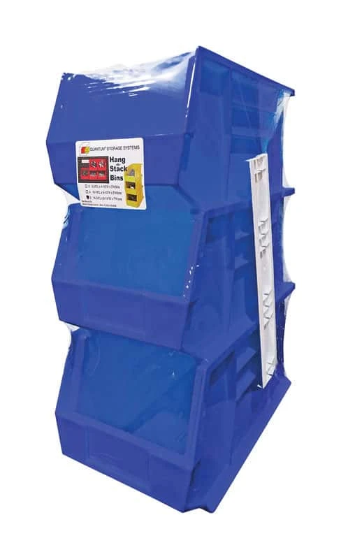 Quantum Storage 8-1/4 In. W X 13-3/4 In. H Stack And Hang Bin Polypropylene 3 Pk Blue 3 Quantum Storage 8-1/4 In. W X 13-3/4 In. H Stack And Hang Bin Polypropylene 3 Pk Blue