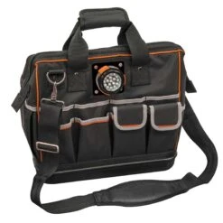 Klein Tools Tradesman Pro 8 In. W X 14 In. H Lighted Tool Bag 31 Pocket Black/Orange 1 Pc